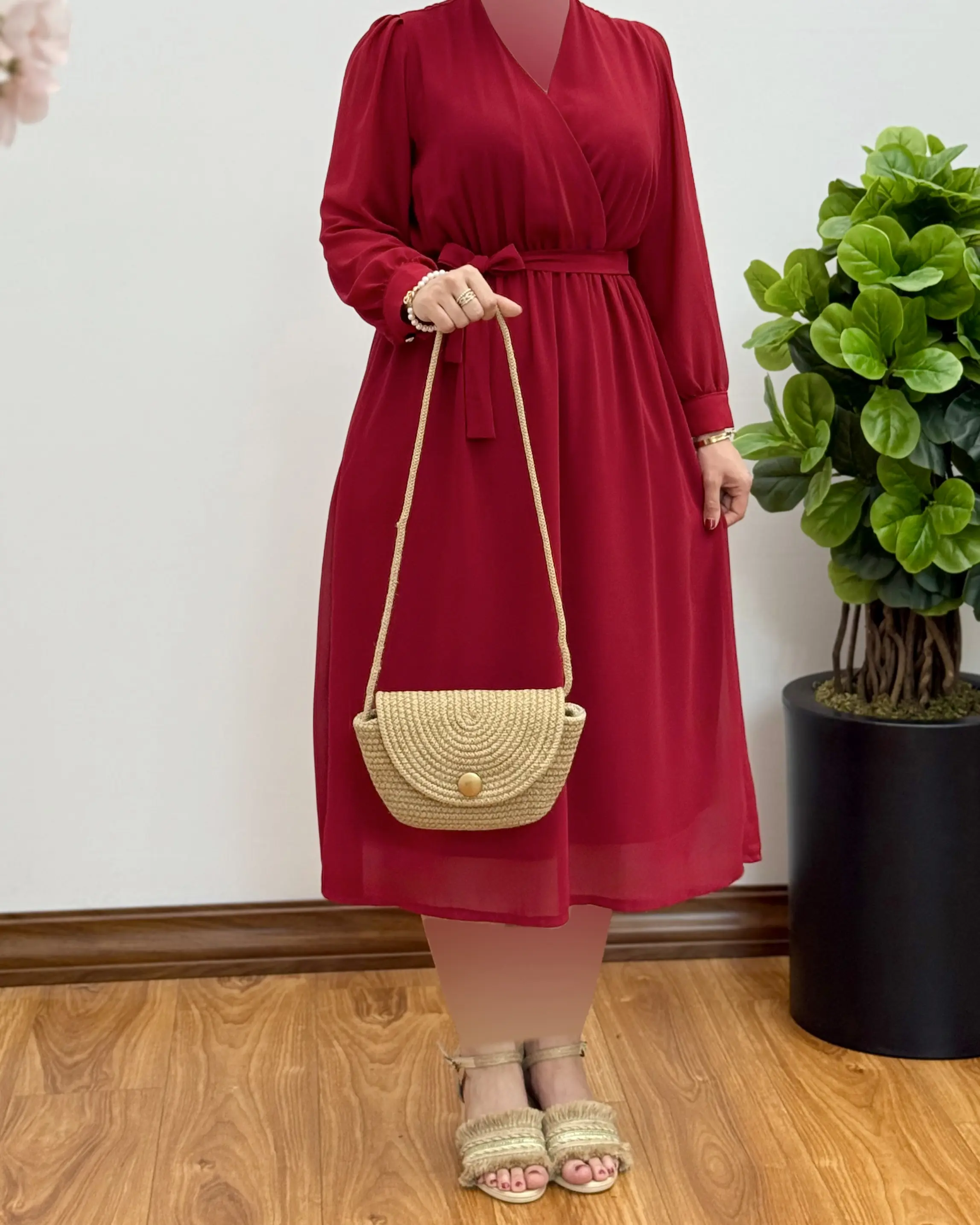 پیراهن حریر چپ و راستی ساده ۱