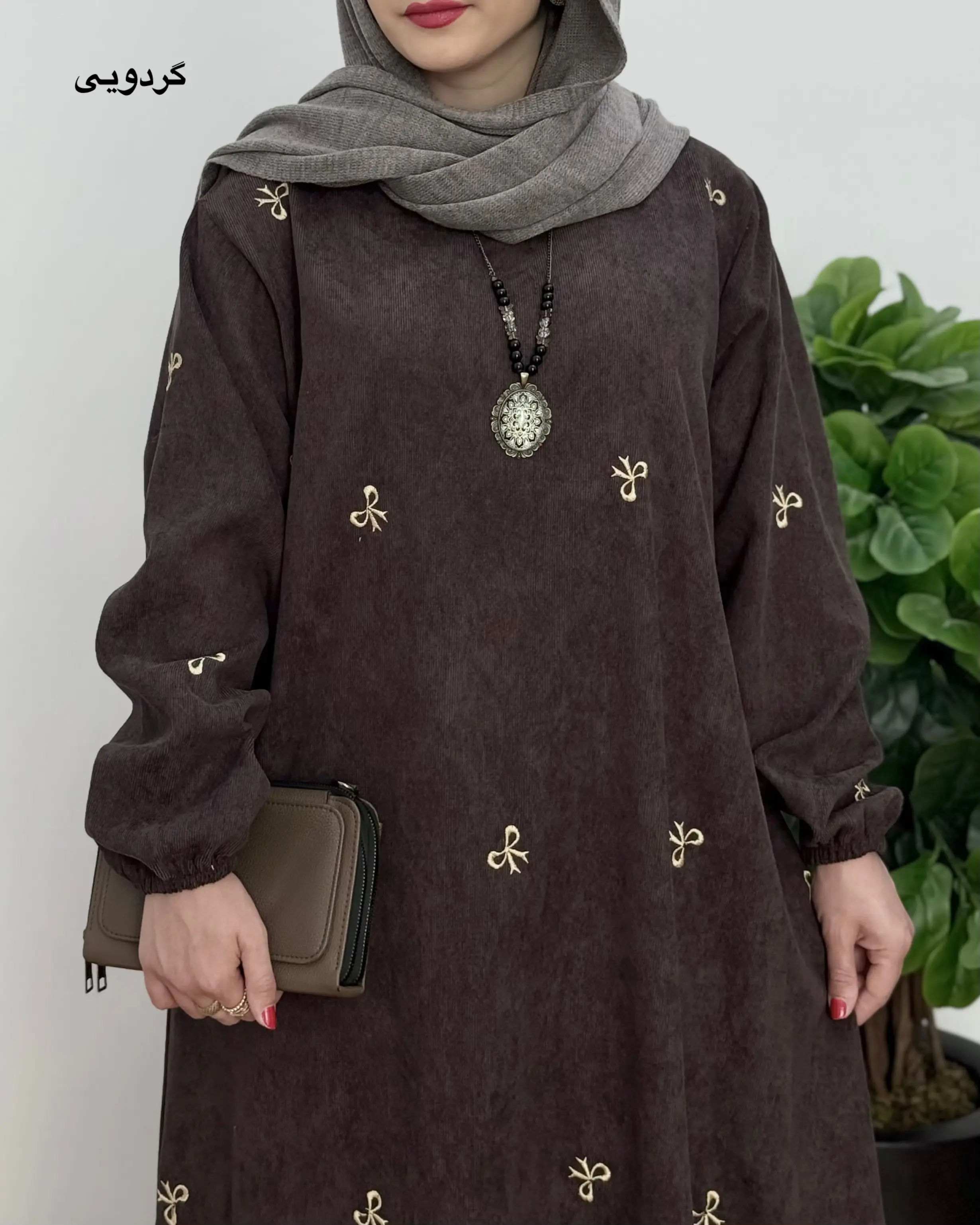 پیراهن مانتویی تمام گلدوزی پاپیون