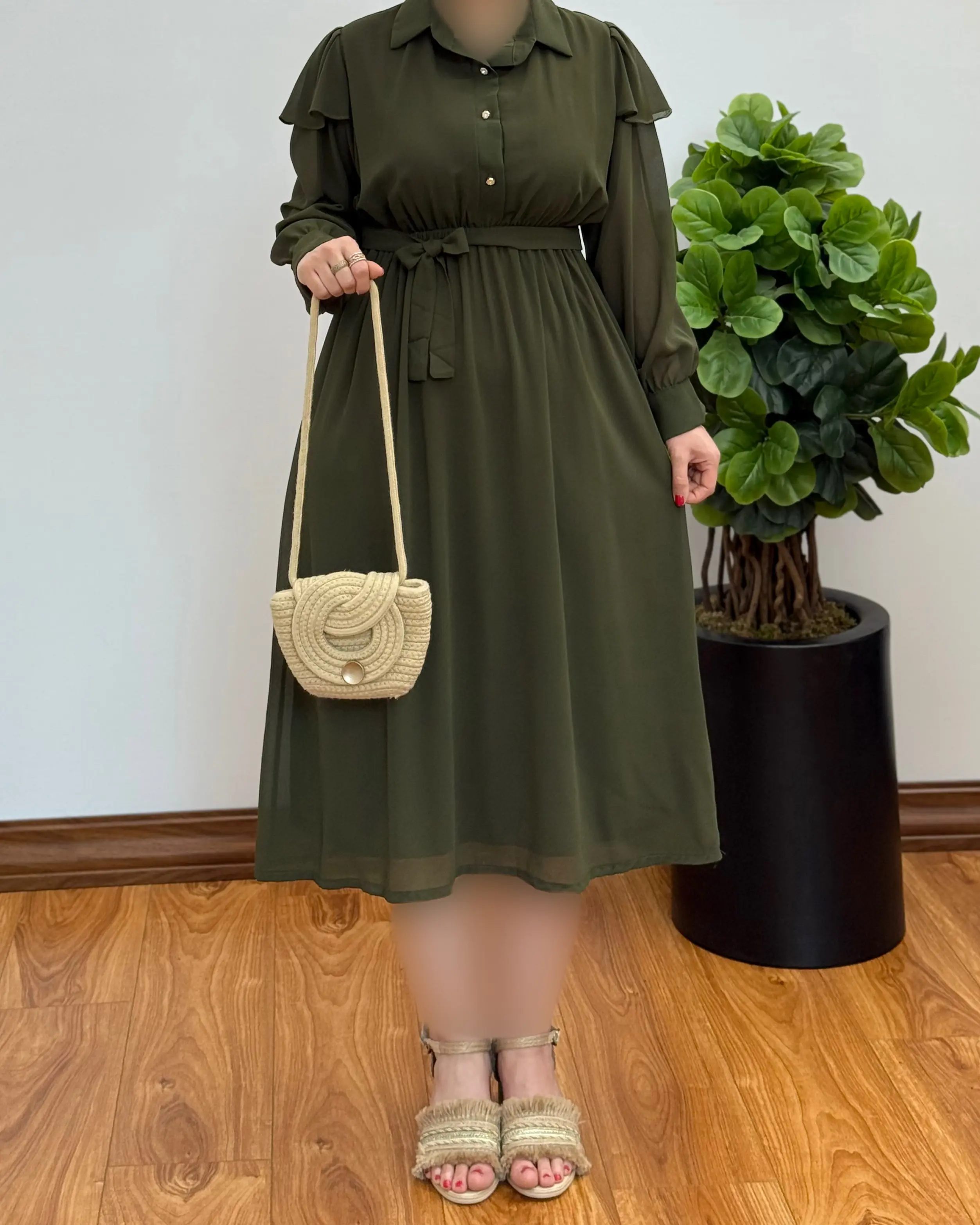 پیراهن حریر آستین چتری