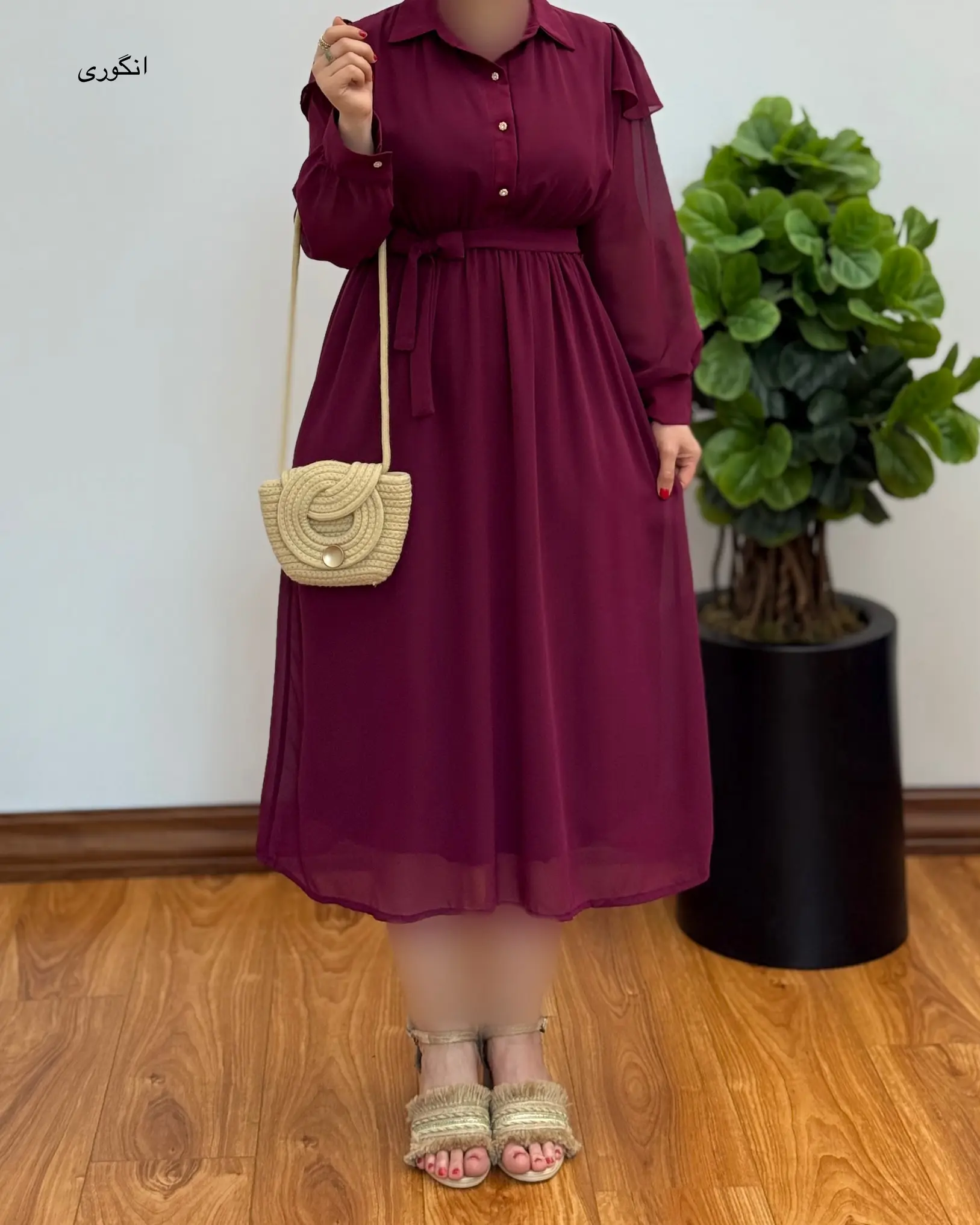 پیراهن حریر آستین چتری