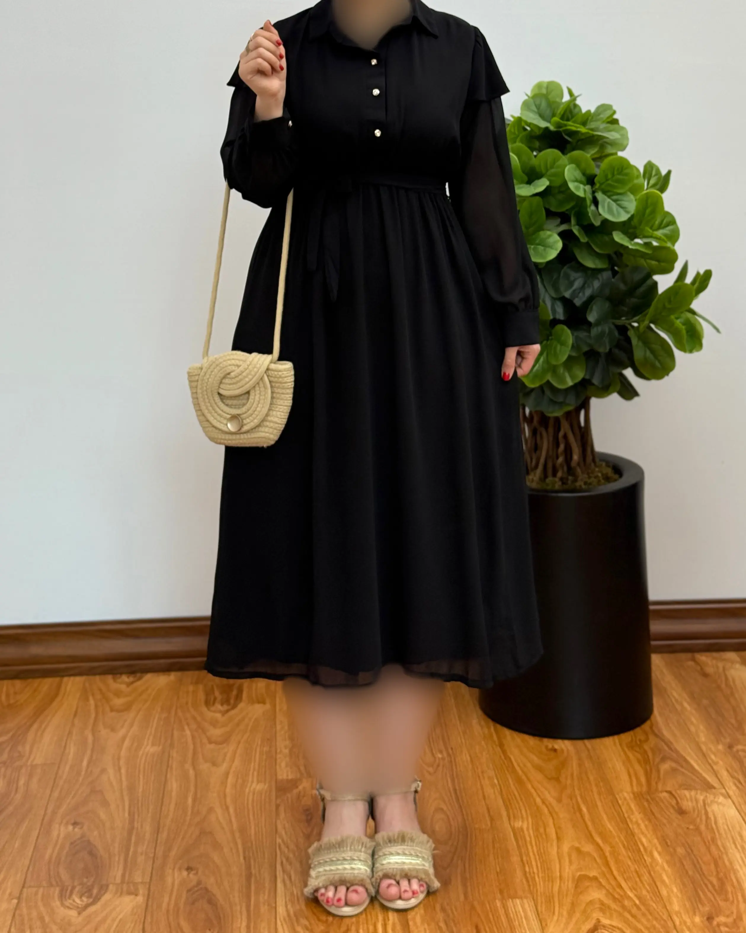 پیراهن حریر آستین چتری