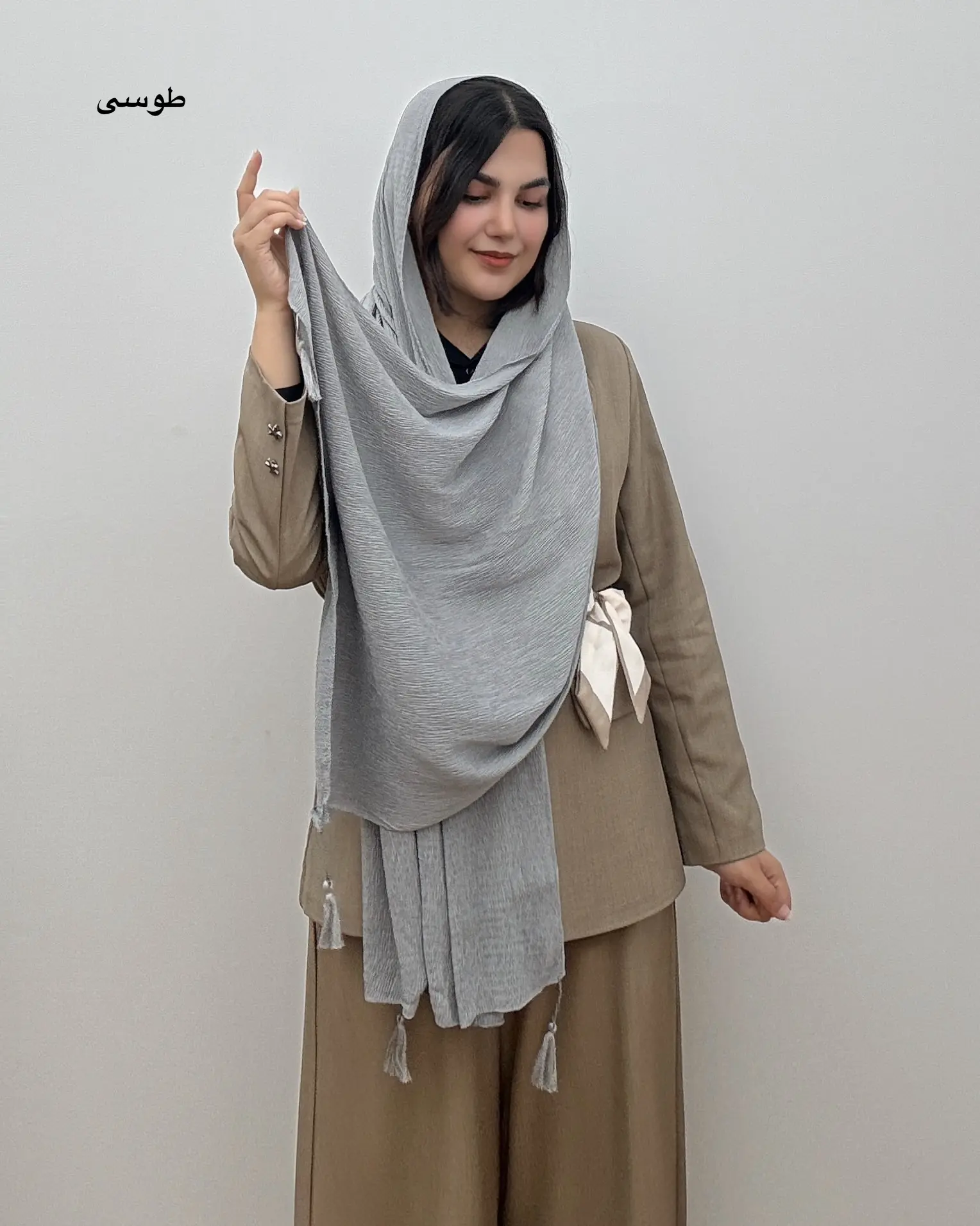 شال پلیسه نخی مدل سی اسکارف