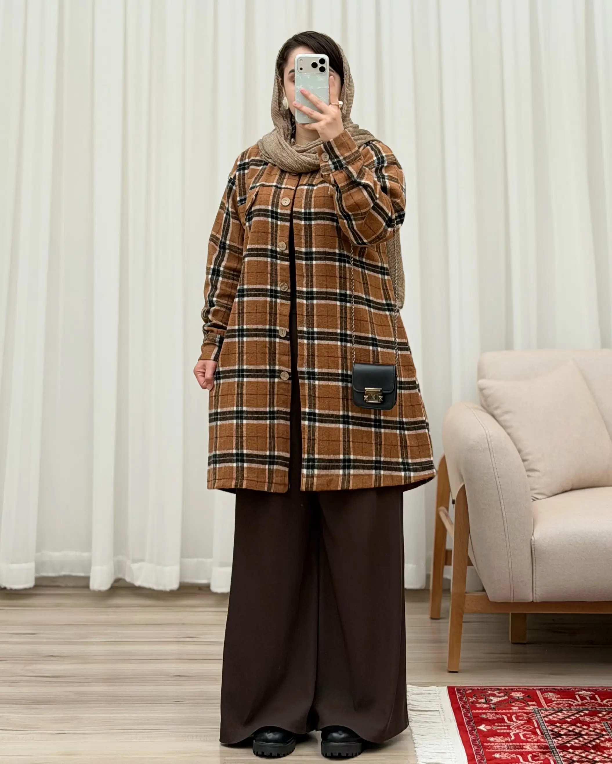 شکت پشمی زنانه و دخترانه چهارخونه مناسب پاییز
