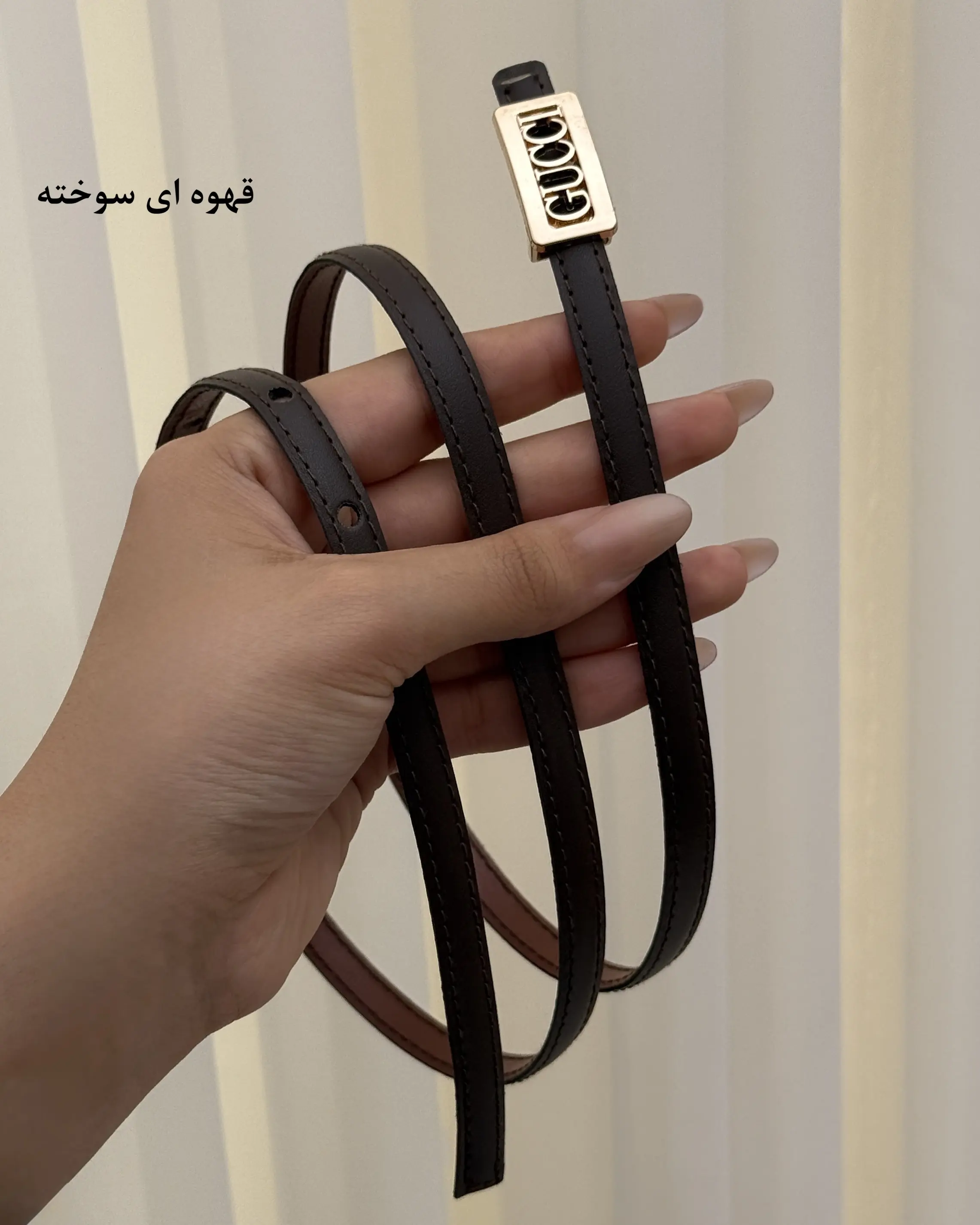 کمربند چرم یک سانت گوچی