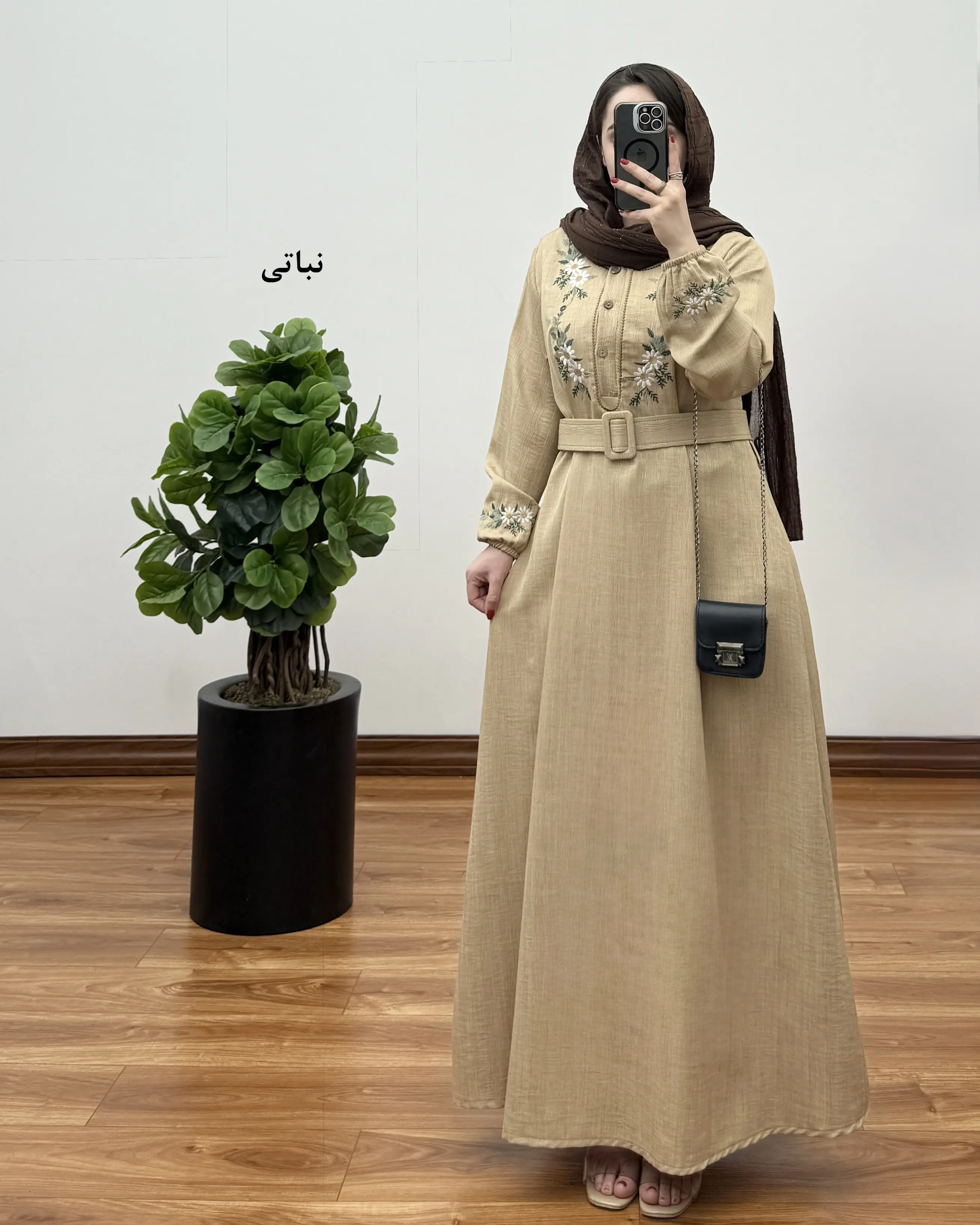مانتو زنانه بلند قواره دار مدل شهربانو طرح گل