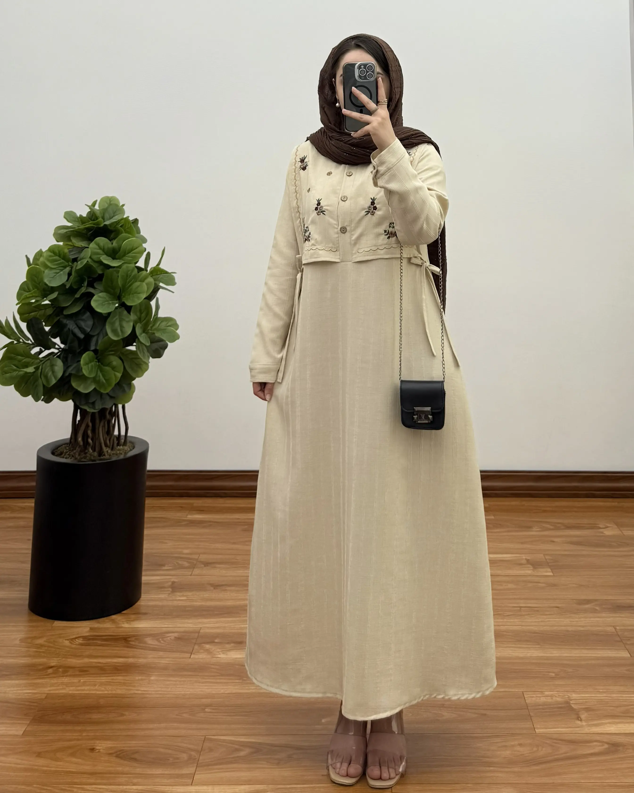 پیراهن مانتویی بلند ژاکارد مدل نیلی