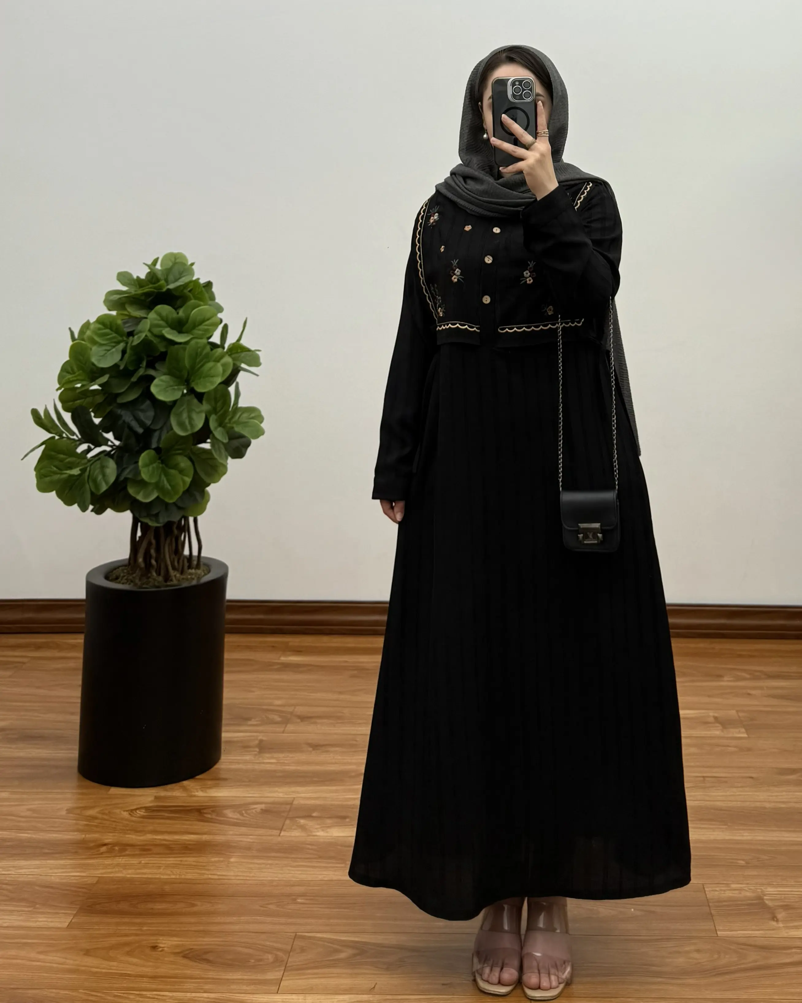 پیراهن مانتویی بلند ژاکارد مدل نیلی