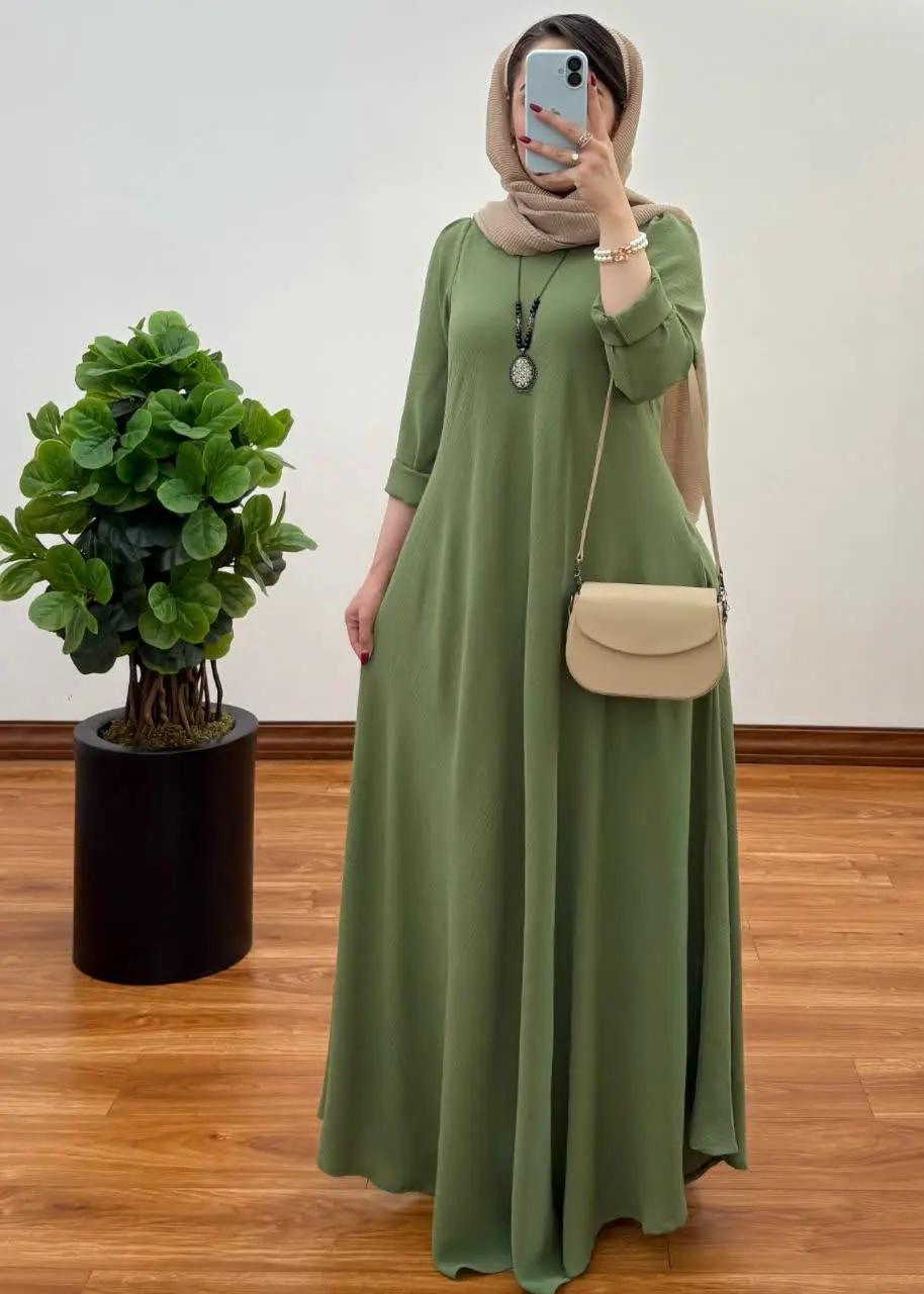 پیراهن ساحلی زنانه بلند آستین دار سبز