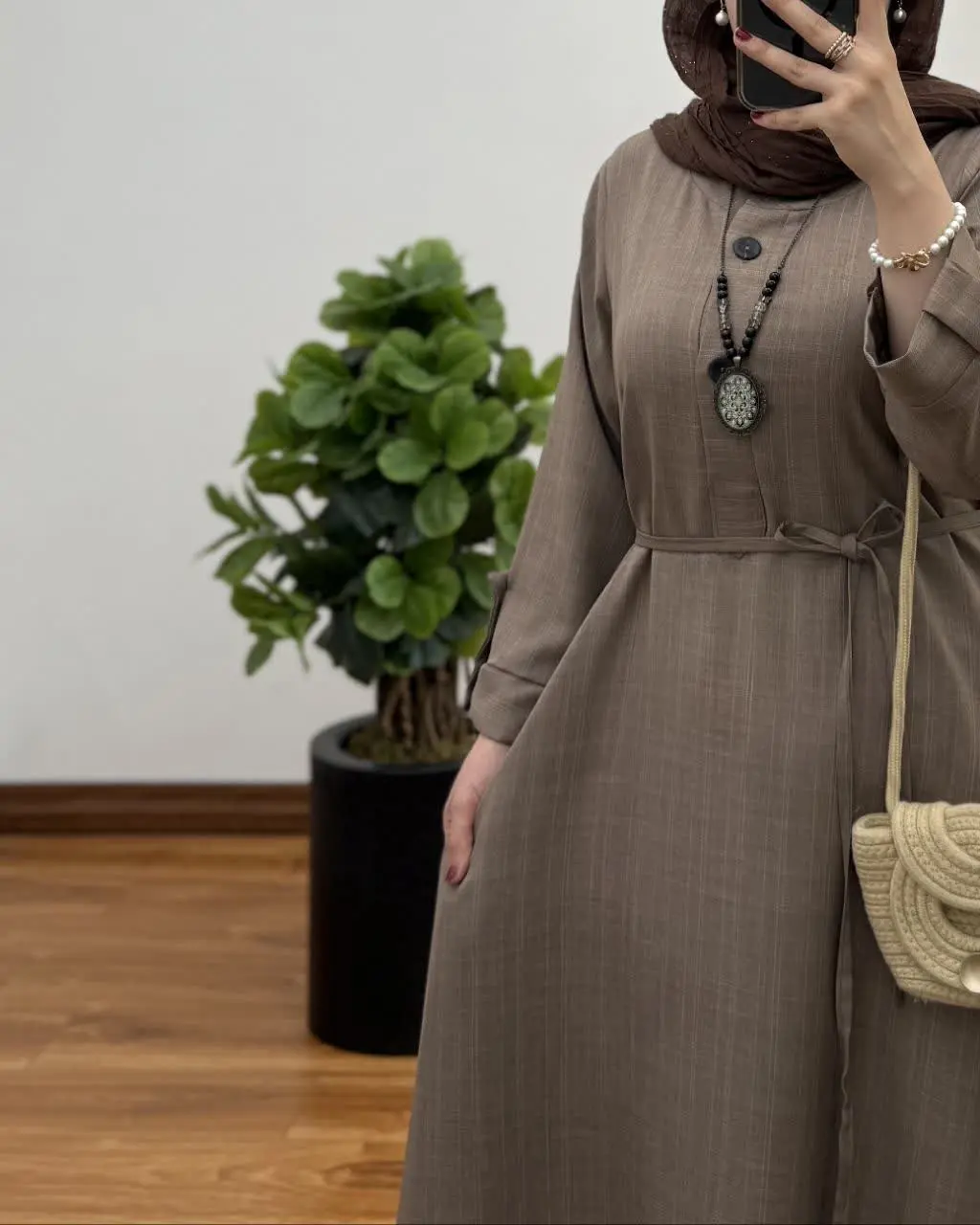 پیراهن ساحلی دکمه دار سرمه ای و نخی 